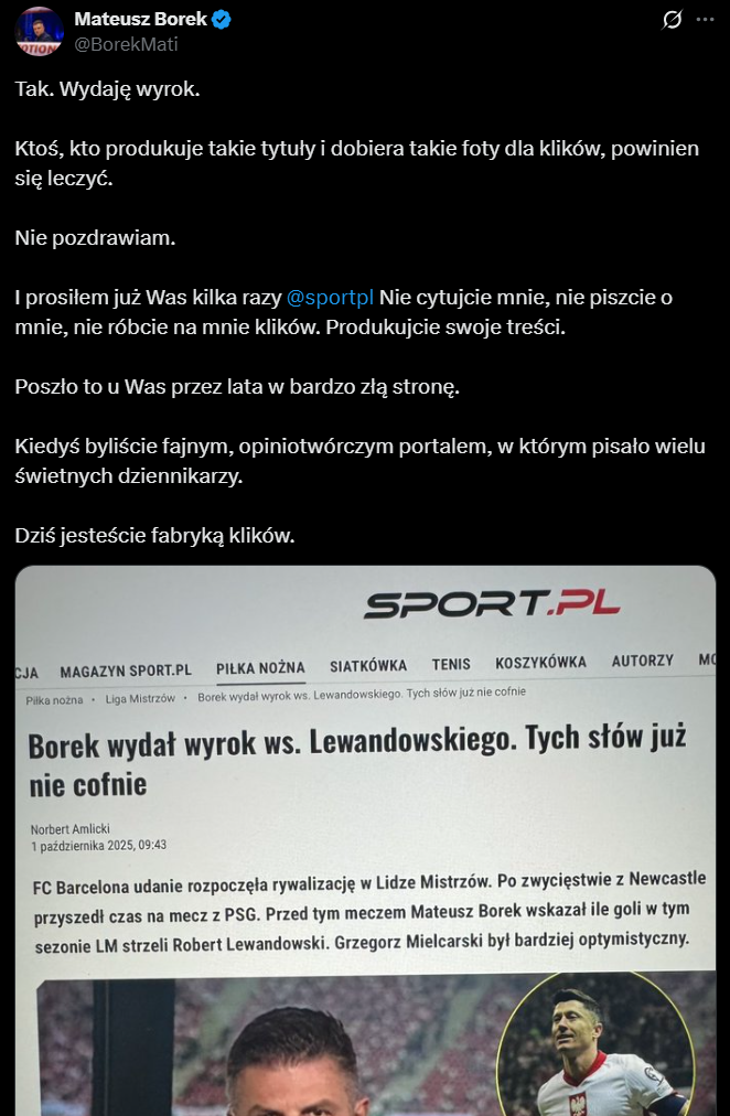 Mateusz Borek zabrał głos w sprawie NAGŁÓWKA na swój temat!